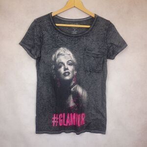 Merilyn Monroe Gray Pink Glamour Shirt Short Sleeve Size Medium